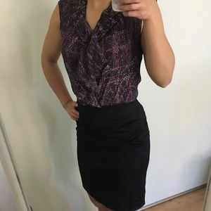 BR 100% silk ruffle front tank / sleeveless blouse